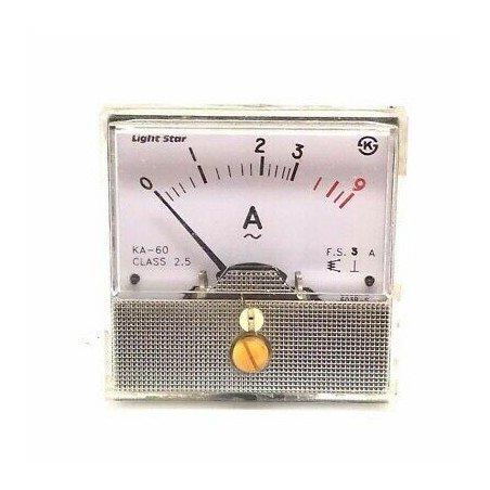 0-3A AC Analog Panel Meter Ammeter KA-60 Lightstar 60x60mm