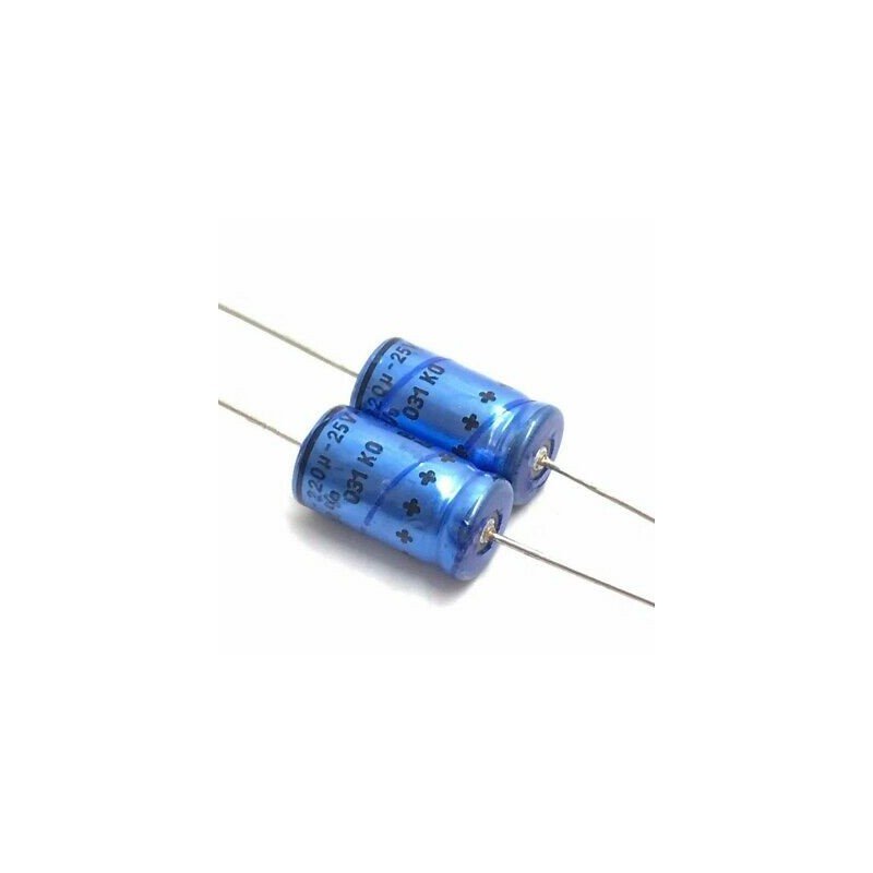 220UF 25V -10% +50% Axial Electrolytic Capacitor QTY:2