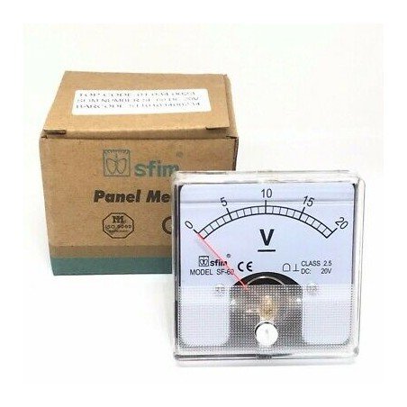 0-20V DC ANALOG PANEL METER VOLTMETER SF-60 SFIM 60x60mm