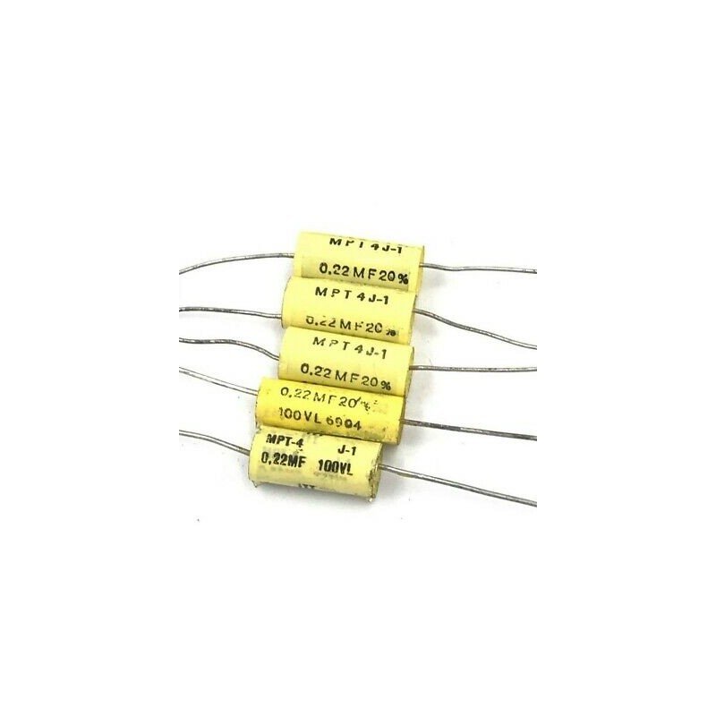 0 22uf 2nf 100v Axial Capacitor Mpt4 J 1 Itt Qty 5