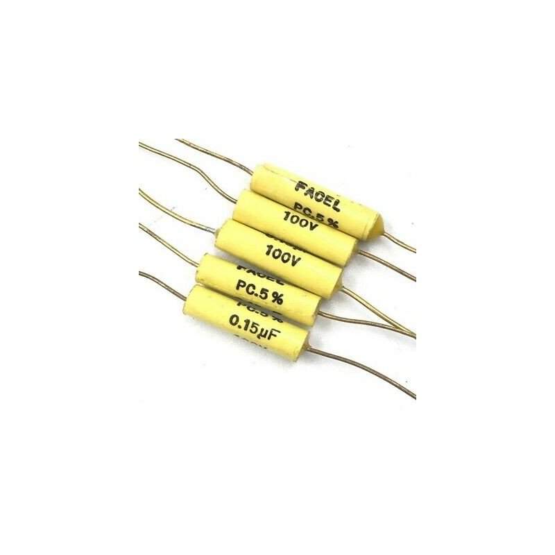 0.15UF 15NF 100V 5% AXIAL CAPACITOR FACEL QTY:5