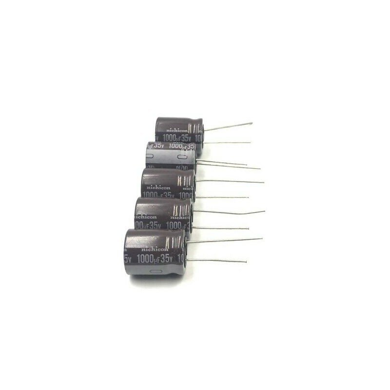 1000UF 35V RADIAL ELECTROLYTIC CAPACITOR NICHICON PL(M) 105c  QTY:5 DIAMETER: 15MM  HEIGHT
