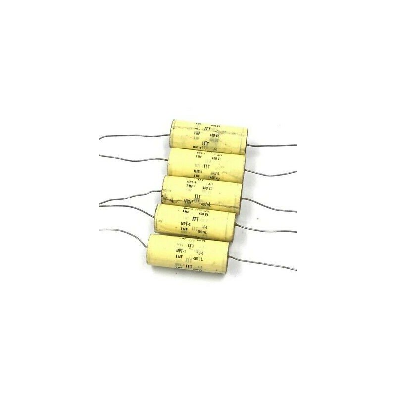 1UF 1000NF 400V AXIAL CAPACITOR MPT-1 J1 ITT QTY:5