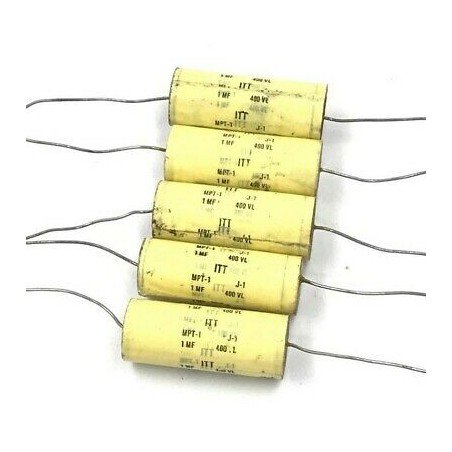 1UF 1000NF 400V AXIAL CAPACITOR MPT-1 J1 ITT QTY:5