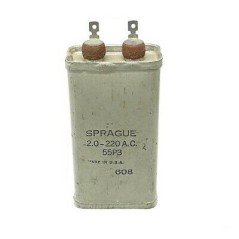 2UF 220VAC SPRAGUE CAPACITOR PAPER IN OIL MADE IN USA